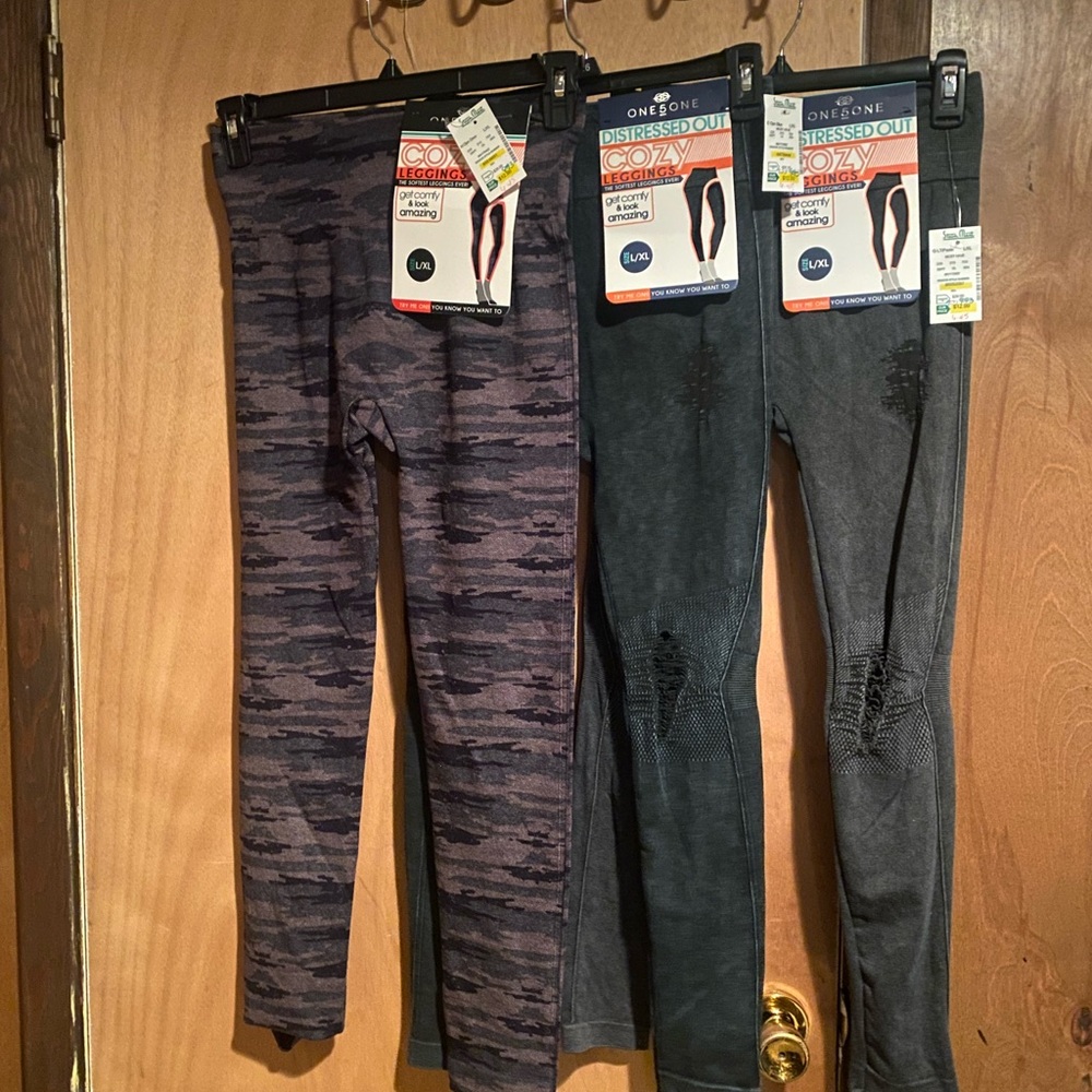 One & One Cozy Leggings - Black and Gray (3-pack) Size L/XL